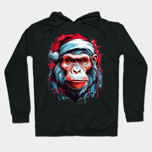 Gorilla Christmas with Santa Hat Hoodie